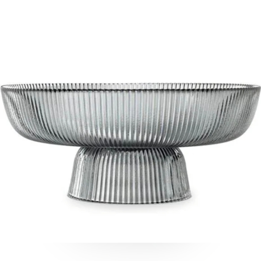 Glass Fruit Bowl - Decorative Fluted Colored Glass Bowl - 10.2" Diameter